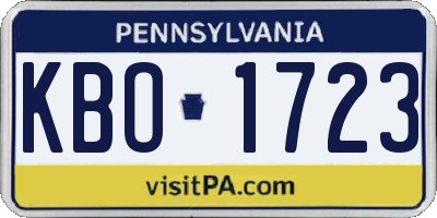 PA license plate KBO1723