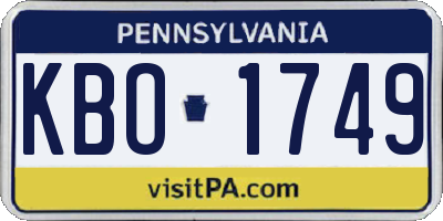 PA license plate KBO1749