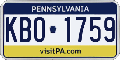 PA license plate KBO1759