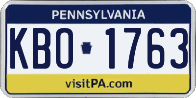 PA license plate KBO1763