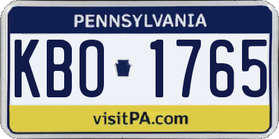 PA license plate KBO1765