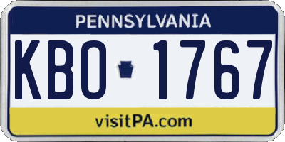PA license plate KBO1767