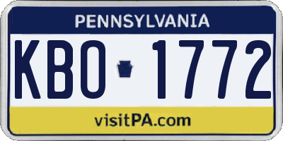 PA license plate KBO1772