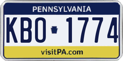 PA license plate KBO1774