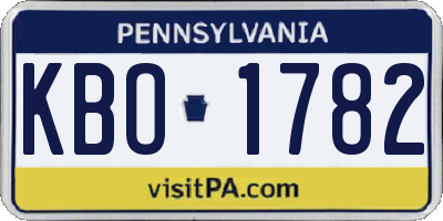 PA license plate KBO1782