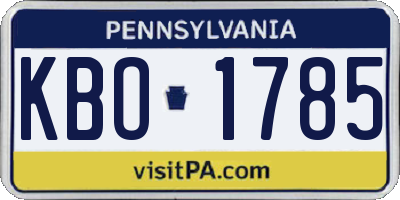 PA license plate KBO1785