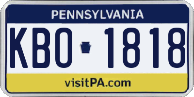 PA license plate KBO1818