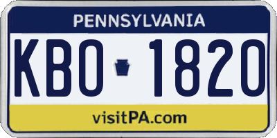 PA license plate KBO1820