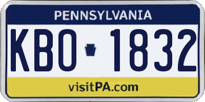 PA license plate KBO1832