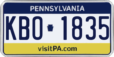 PA license plate KBO1835
