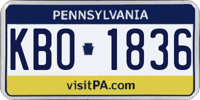 PA license plate KBO1836