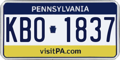 PA license plate KBO1837