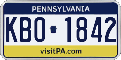 PA license plate KBO1842