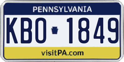 PA license plate KBO1849