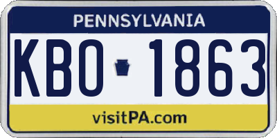PA license plate KBO1863