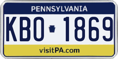 PA license plate KBO1869