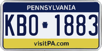 PA license plate KBO1883