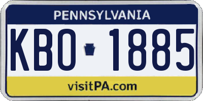 PA license plate KBO1885