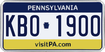 PA license plate KBO1900