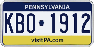 PA license plate KBO1912