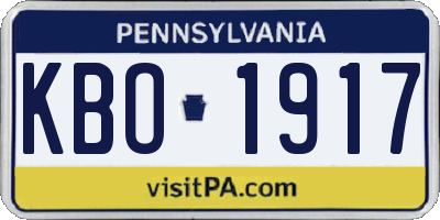 PA license plate KBO1917