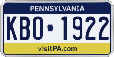 PA license plate KBO1922