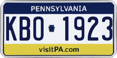 PA license plate KBO1923