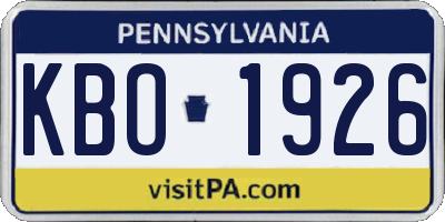 PA license plate KBO1926