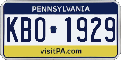 PA license plate KBO1929