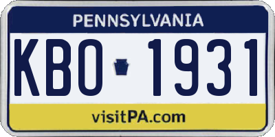 PA license plate KBO1931