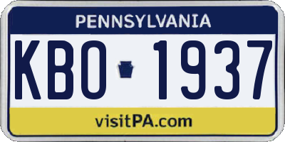 PA license plate KBO1937