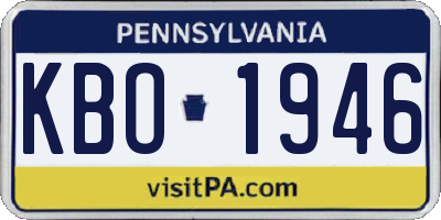 PA license plate KBO1946