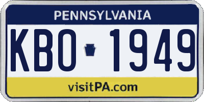 PA license plate KBO1949