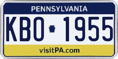 PA license plate KBO1955