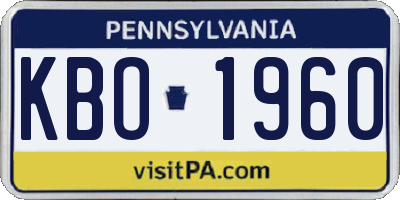 PA license plate KBO1960