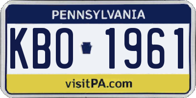 PA license plate KBO1961