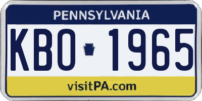 PA license plate KBO1965