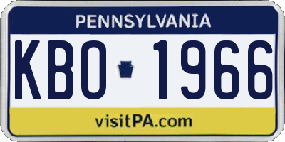 PA license plate KBO1966