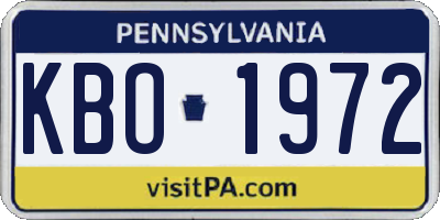 PA license plate KBO1972