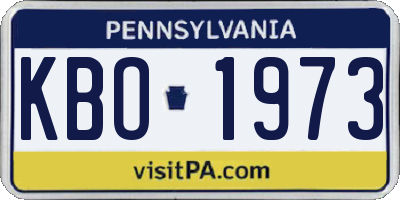 PA license plate KBO1973