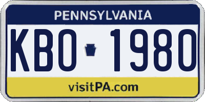 PA license plate KBO1980