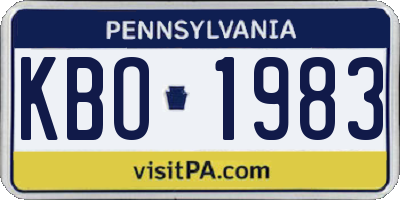 PA license plate KBO1983