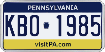 PA license plate KBO1985