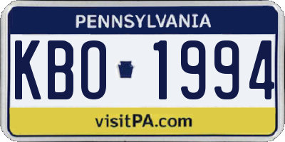 PA license plate KBO1994