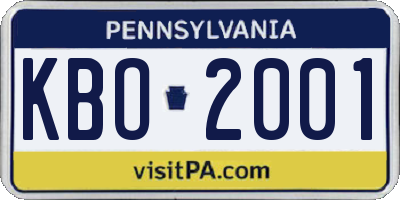 PA license plate KBO2001