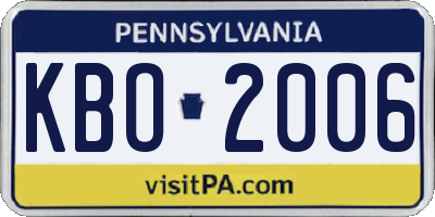 PA license plate KBO2006