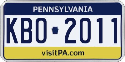 PA license plate KBO2011