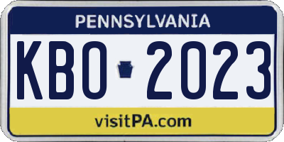 PA license plate KBO2023