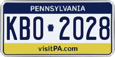 PA license plate KBO2028