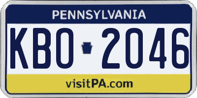 PA license plate KBO2046